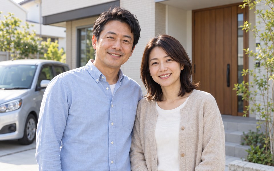 自動車と住まいの補償を見直すご夫婦のイメージ