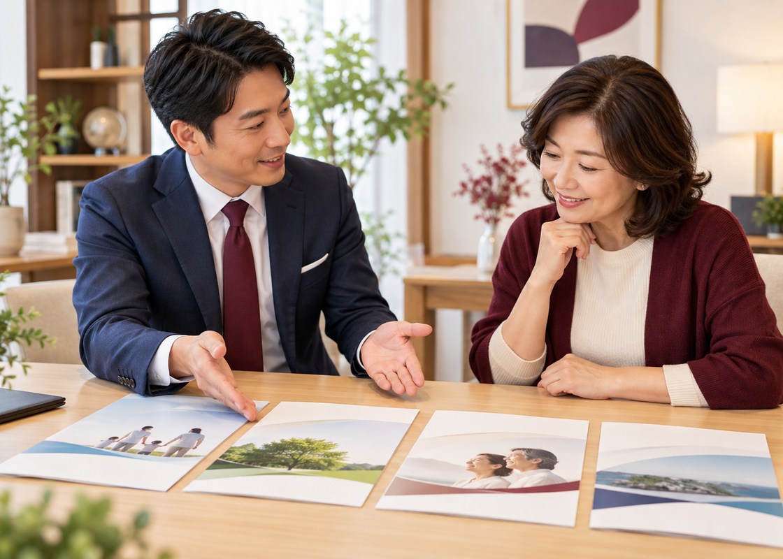 複数社の保険を比較する様子
