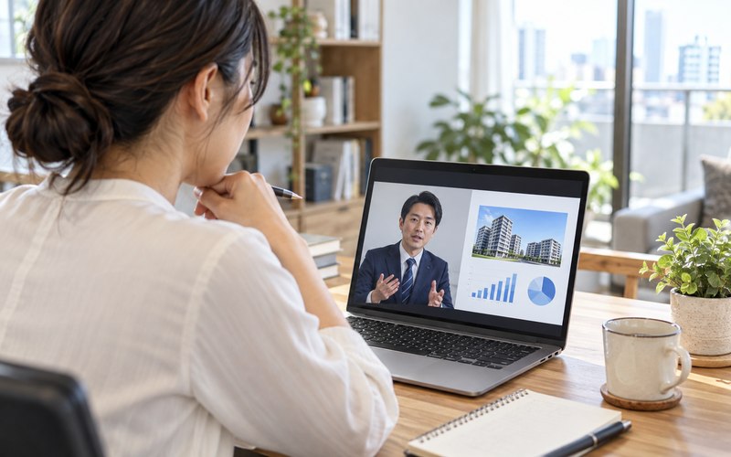 オンラインで不動産投資セミナーを受講する様子