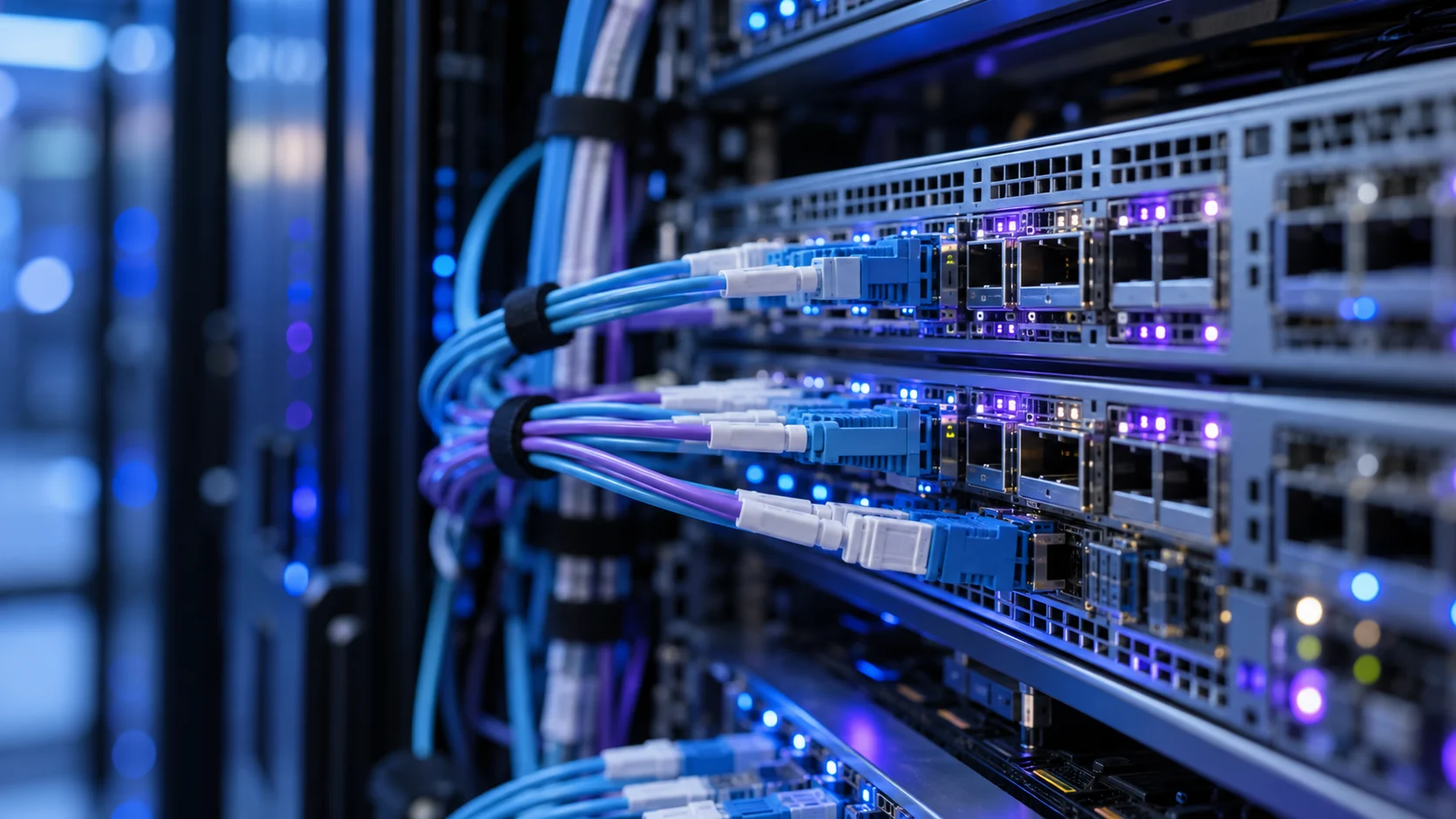 光ファイバーで接続された通信機器