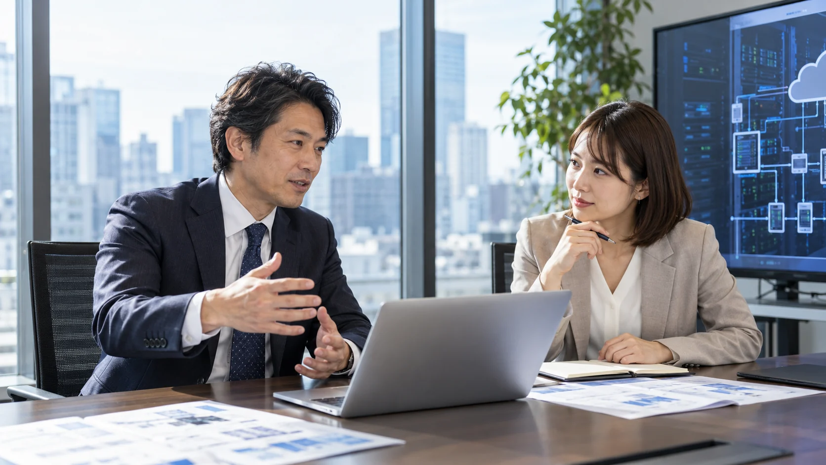 ITインフラの導入について相談する担当者