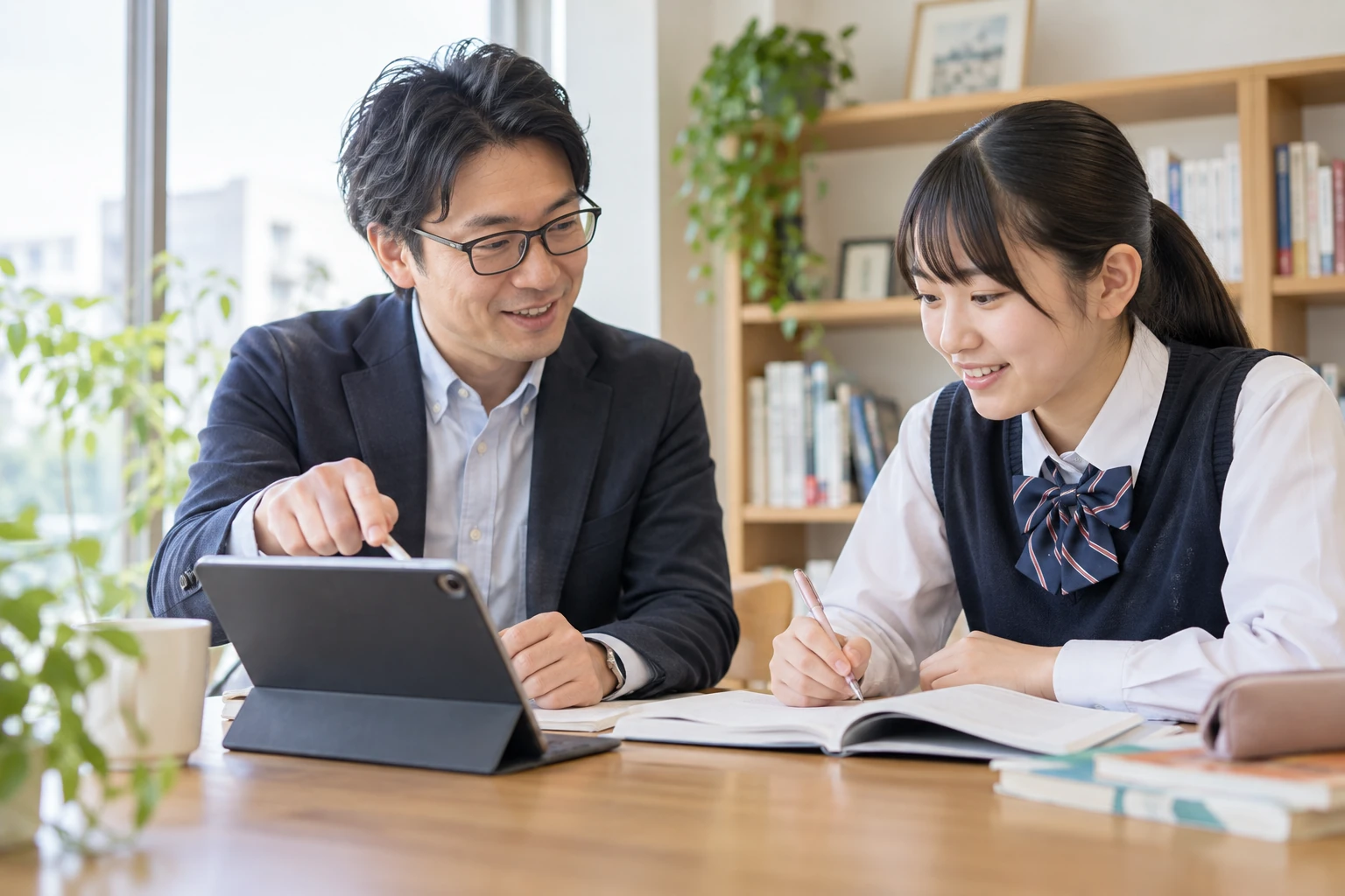 ノートとタブレットを使い生徒に寄り添う個別学習支援