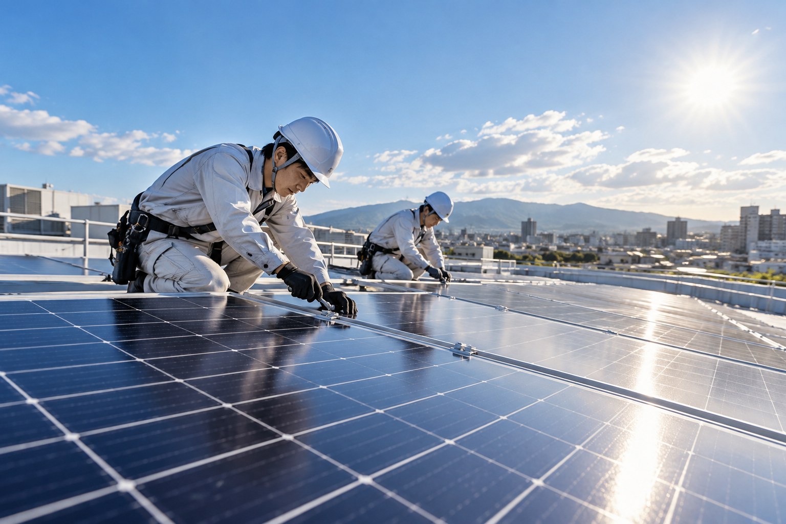 屋上の太陽光発電設備