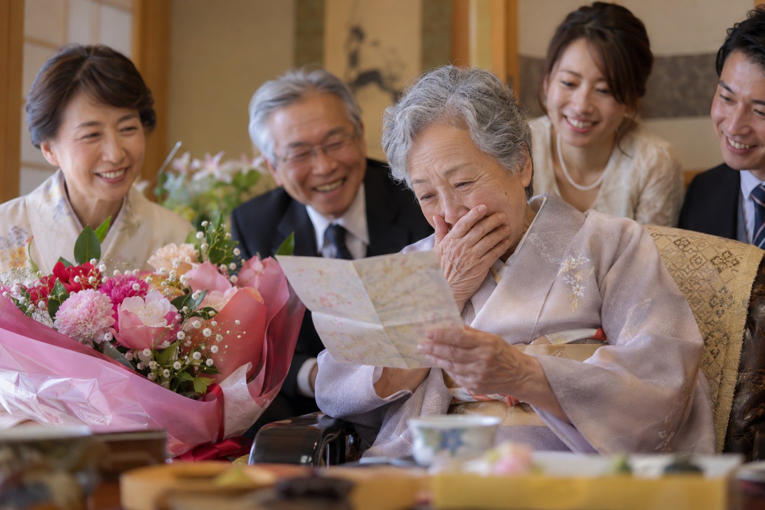 ご家族からの手紙を読むご利用者様